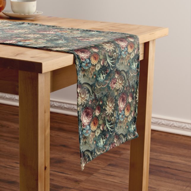 Baroque Peril – Gothic Floral  Short Table Runner (In Situ)