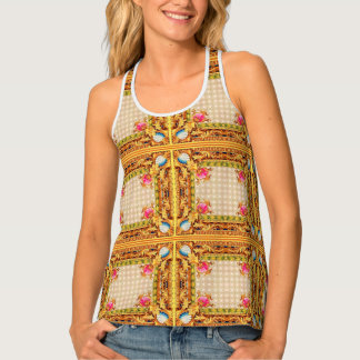 baroque print tank top