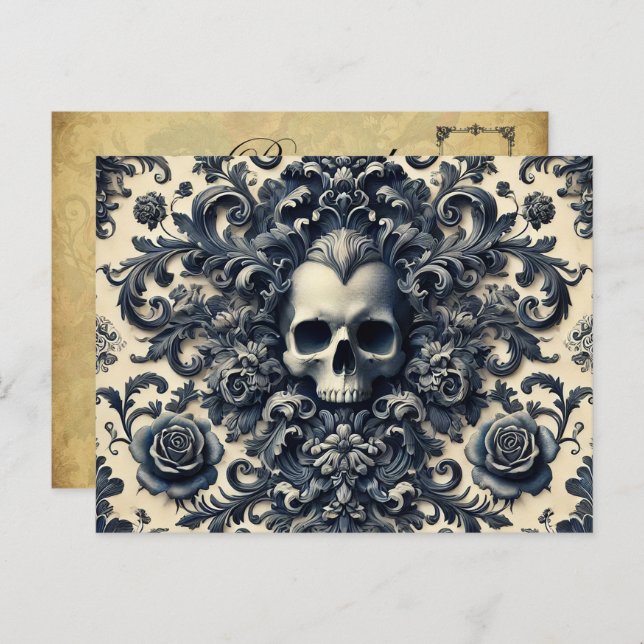 Baroque Punk – Gothic Skull  Holiday Postcard (Front/Back)