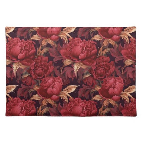 Baroque red peonies pattern cloth placemat