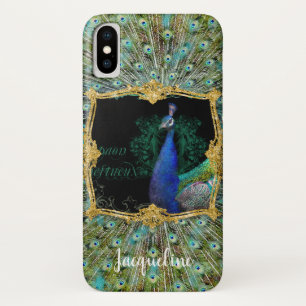 Baroque Roccoco Elegant Peacock w Vintage Scrolls iPhone X Case