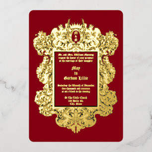 Baroque Rococo 17th Century Cherubs & Fruit Border Foil Invitation
