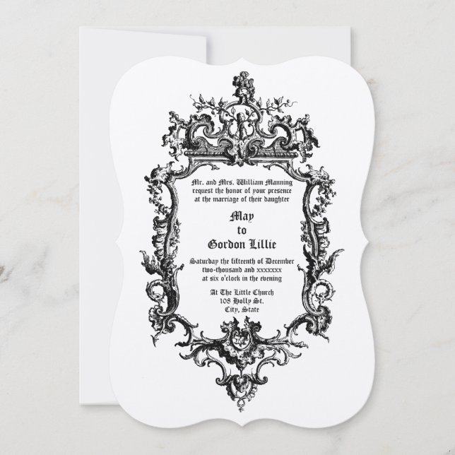 Baroque Rococo 18th Century Dragon Rocaille Border Invitation (Front)