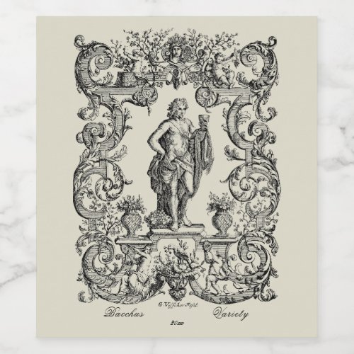 Baroque Rococo Bacchus Wine Label Template 