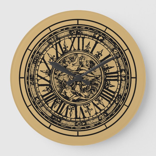 Baroque Rococo ca. 1703 Print Template Large Clock (Front)