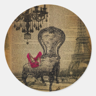 baroque rococo chandelier paris eiffel tower classic round sticker