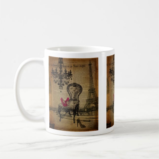 baroque rococo chandelier paris eiffel tower coffee mug (Left)