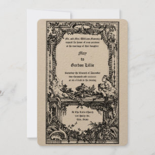 Baroque Rococo Cherubs Floral Wedding Altar Border Invitation