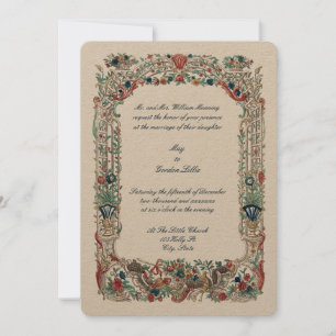 Baroque Rococo Color Floral Altar Border Invitation