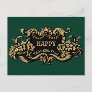 Baroque Rococo Cornucopia Fruit Cartouche Holiday Postcard