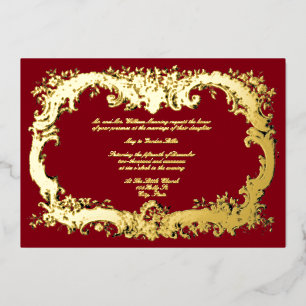 Baroque Rococo Floral Border Foil Invitation