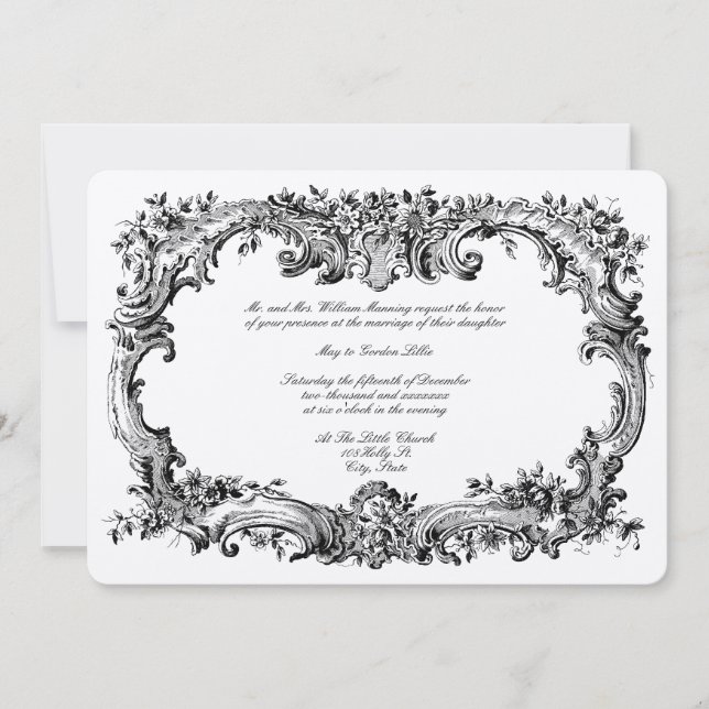Baroque Rococo Floral Border Invitation (Front)
