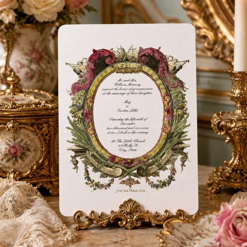 Baroque Rococo Floral Cherubs Oval Invitation