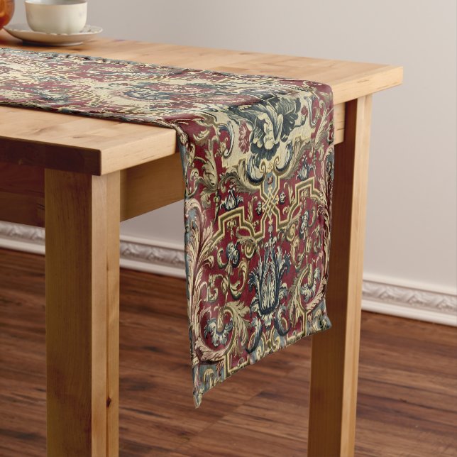 Baroque Rococo Floral Tapestry Print Short Table Runner (In Situ)