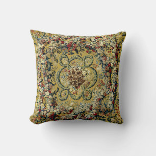 Baroque Rococo Flower Garland Tapestry Print Throw Pillow
