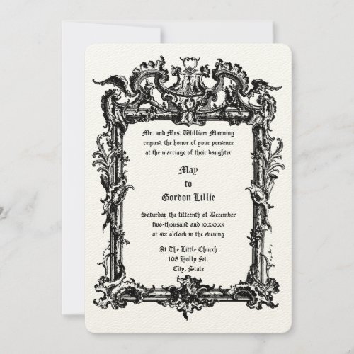 Baroque Rococo Frame with Rocaille Volutes Wedding Invitation