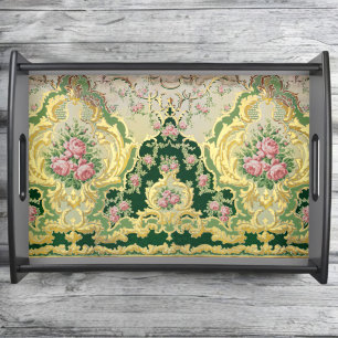 Baroque Rococo Pink Roses Gold Wedding / Spa Serving Tray