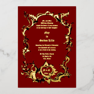 Baroque Rococo Rocaille 18th Century Frame Border Foil Invitation