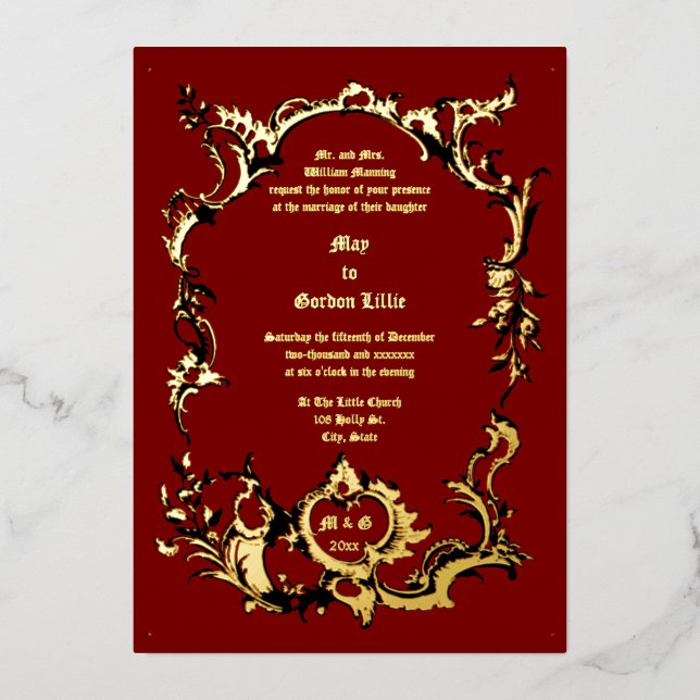 Baroque Rococo Rocaille 18th Century Frame Border Foil Invitation (Front)
