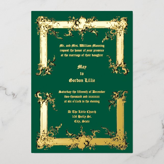 Baroque Rococo Rocaille Frame ca. 1775  Wedding Foil Invitation (Front)
