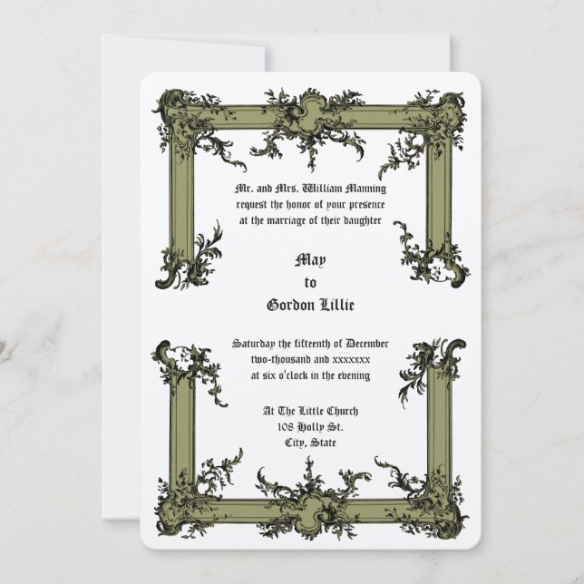 Baroque Rococo Rocaille Frame ca. 1775  Wedding Invitation (Front)