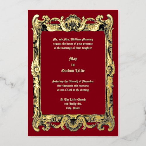 Baroque Rococo Rocaille Frame Wedding Foil Invitation