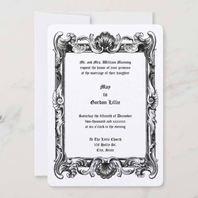 Baroque Rococo Rocaille Frame Wedding Invitation (Front)