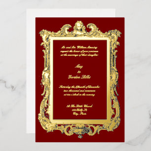Baroque Rococo Rocaille Louis XV Frame Wedding Foil Invitation