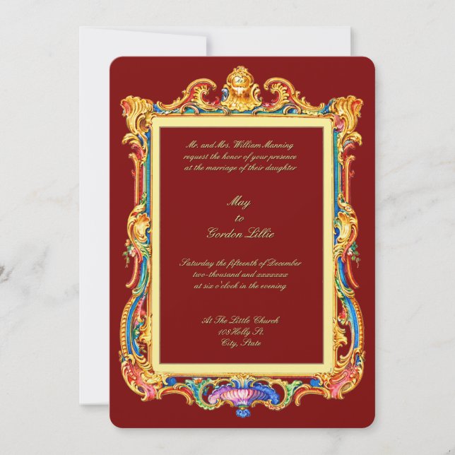 Baroque Rococo Rocaille Louis XV Frame Wedding Invitation (Front)