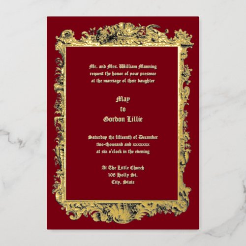 Baroque Rococo Rocaille Seashell Frame Wedding Foil Invitation