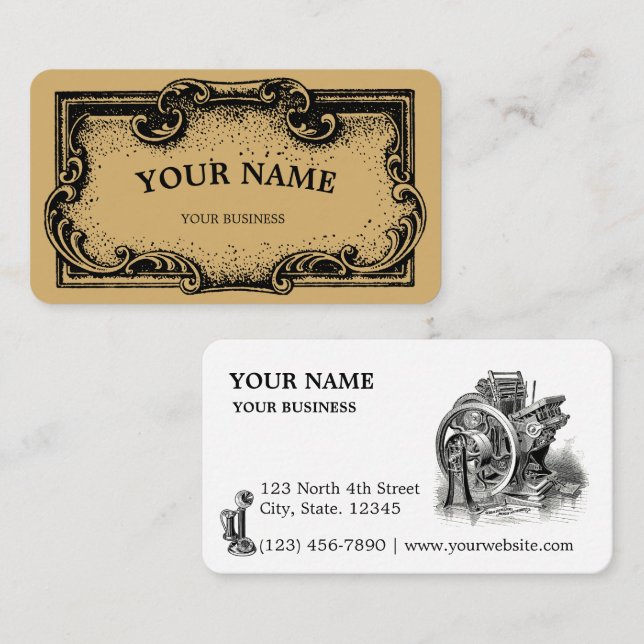Baroque Rococo Style Cartouche Steampunk Template Business Card (Front/Back)