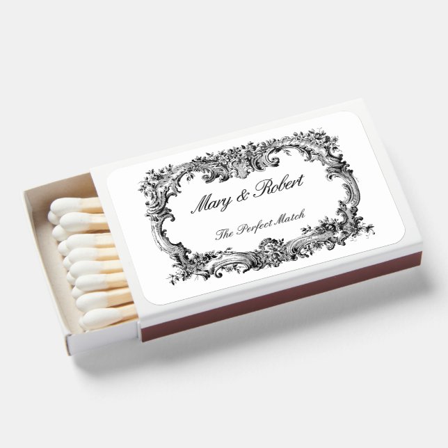 Baroque Rococo Style Floral Border Matchboxes (Front Open)