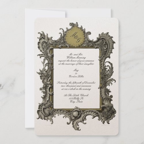 Baroque Rococo Style Frame Victorian Era Wedding Invitation