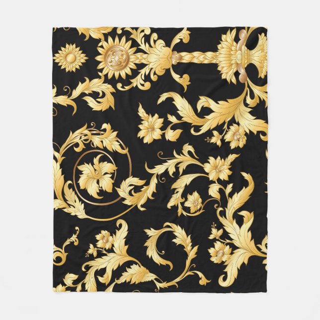 Baroque Rococo, Victorian Floral Pattern. Fleece Blanket (Front)