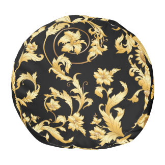 Baroque Rococo, Victorian Floral Pattern. Pouf
