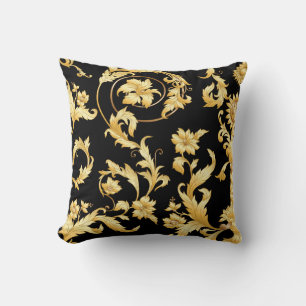 Baroque Rococo, Victorian Floral Pattern. Throw Pillow