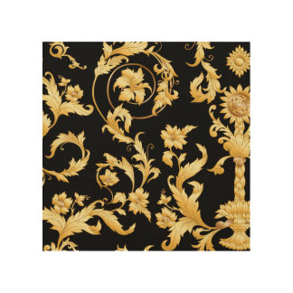 Baroque Rococo, Victorian Floral Pattern. Wood Wall Art