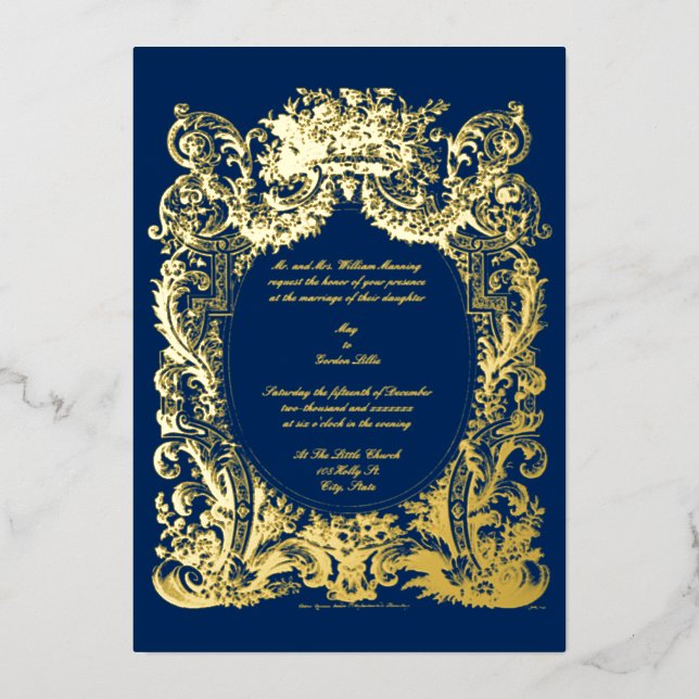 Baroque Rococo Wedding Foil Invitation (Front)