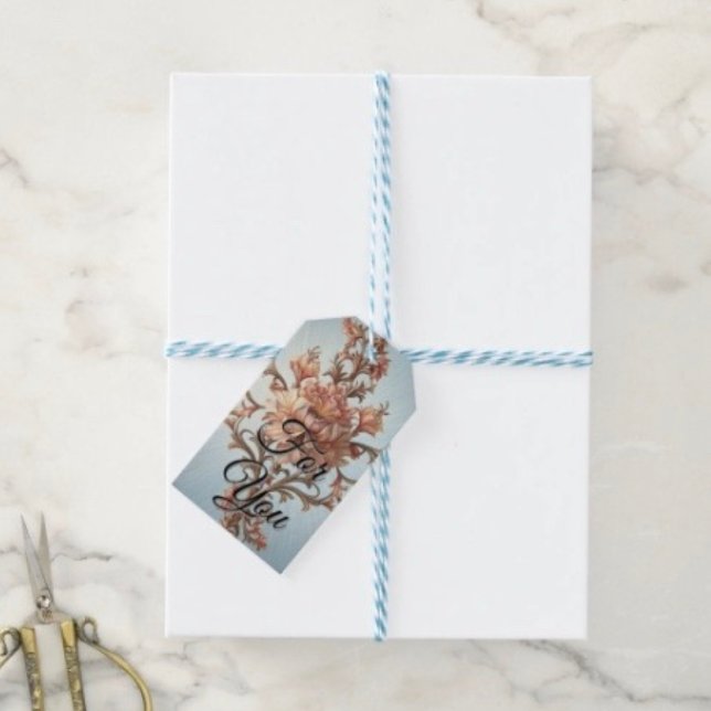 Baroque Rose  Elegance Gift Tags (Gift Tag. D: 3.5"l x 2”w.  Set of 10. Printed on 120lb, 18 point thick matte paper. Made in USA.
)