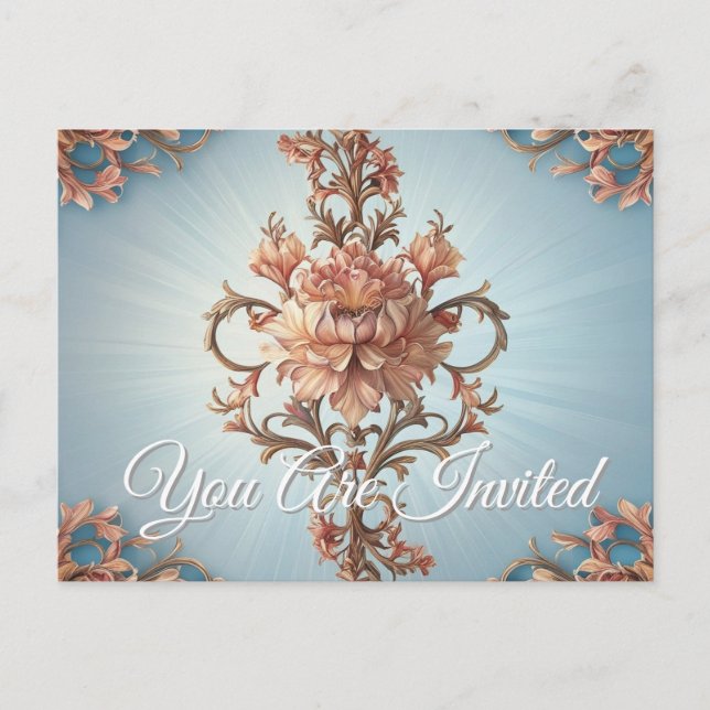 Baroque Rose  Invitation Postcard (Front)