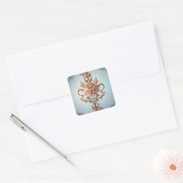 Baroque Rose  Square Sticker (Envelope)