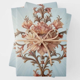 Baroque Rose Wrapping Paper Flat Sheet Set of 3