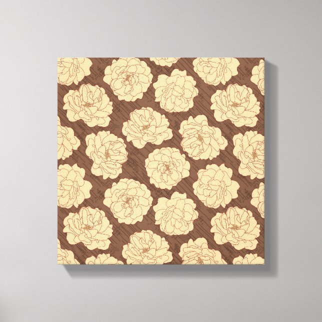 Baroque Roses on walnut brown - seamless pattern.  Canvas Print (Front)