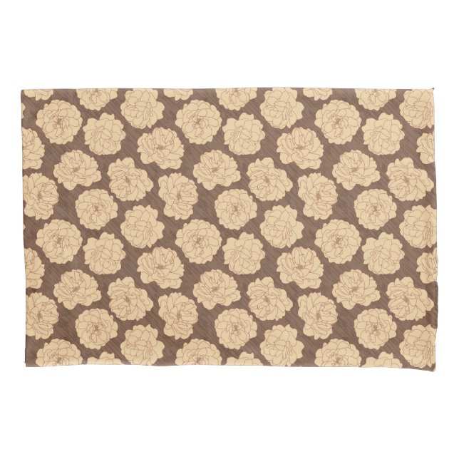 Baroque Roses on walnut brown - seamless pattern.  Pillow Case (Front)