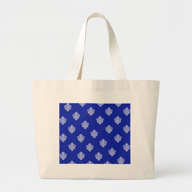 baroque, royal, blue, ornaments, pattern, texture large tote bag (Front)