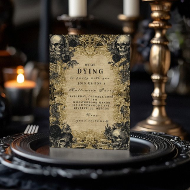 Baroque Skull Gothic Halloween Soirée Invitation (Creator Uploaded)