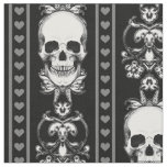Baroque Skull Stripe Pattern Black And White Fabric