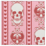 Baroque Skull Stripe Pattern Pink Red Fabric