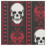 Baroque Skull Stripe Pattern Red Black Fabric