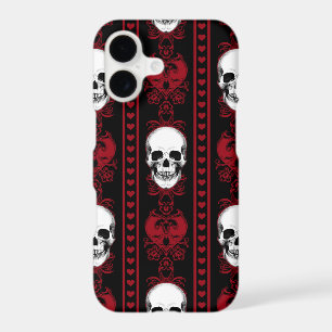 Baroque Skull Stripe Pattern Red iPhone 17 Case